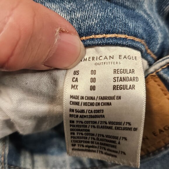 American Eagle Next Level Stretch Jeans, Distressed, Size 00 - Picture 2 of 8